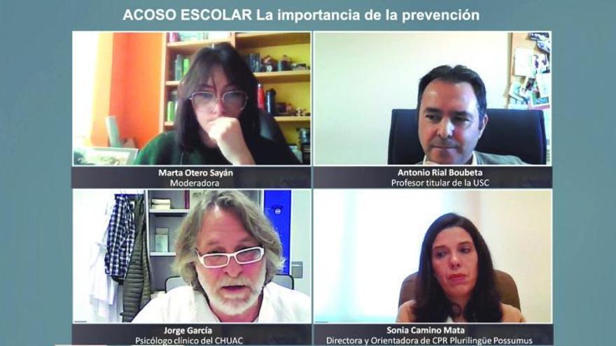 Profesionales de distintos ámbitos participan en el ‘webinar’ sobre prevención del acoso escolar.  | // L.O.