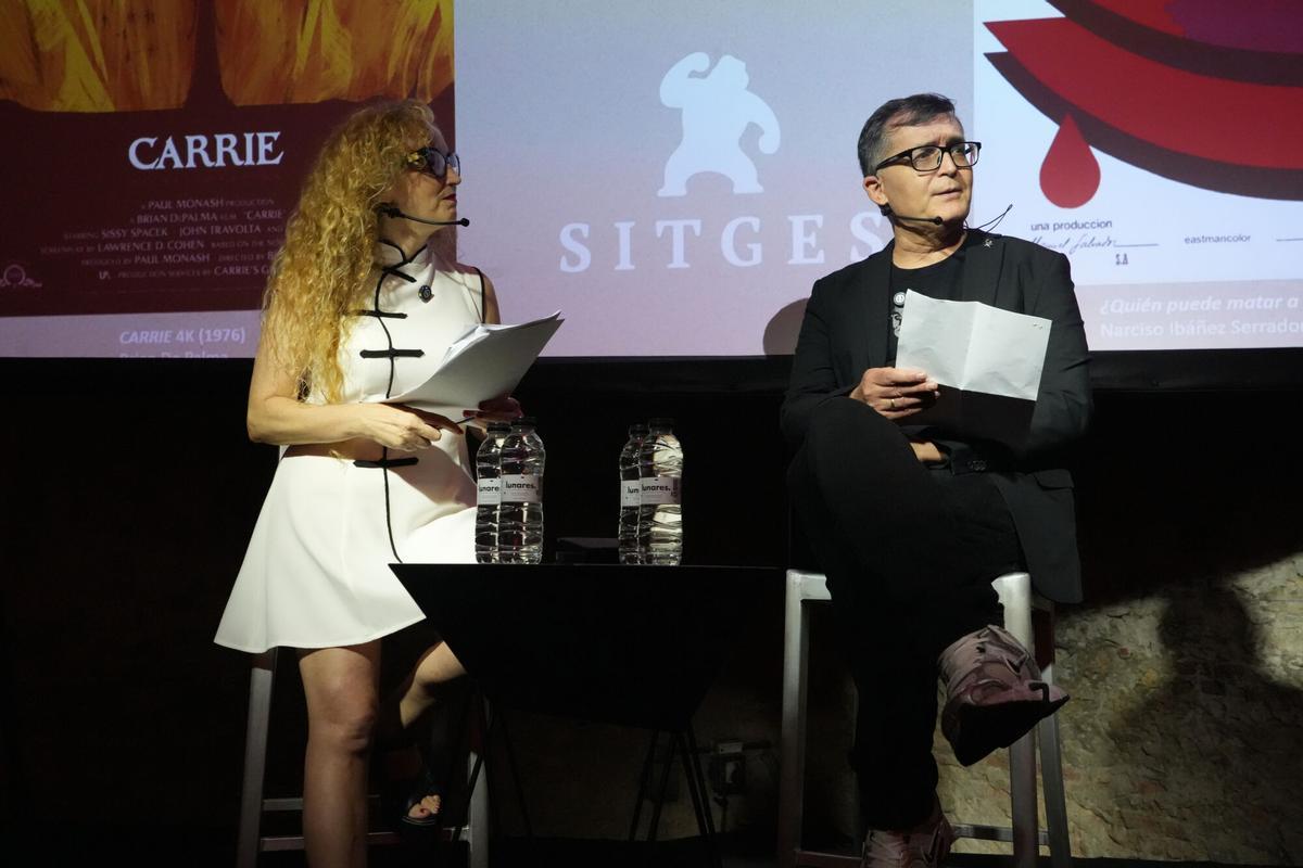 La directora de la Fundació del Festival de Sitges, Mònica Garcia i Massagué i el director artístic Àngel Sala presentant la programació de la 59a edició