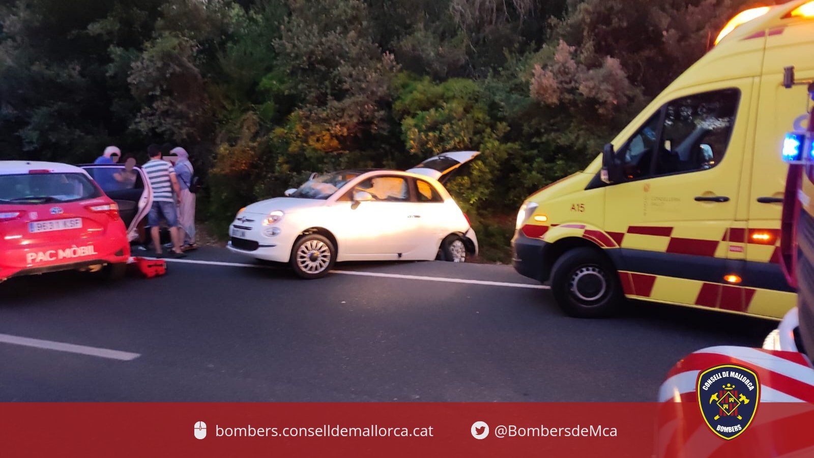 Accidente con 7 heridos en la carretera de sa Pobla a Pollença, cerca de Crestatx