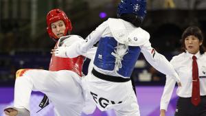 La taekwondista española Cecilia Castro, ante la egipcia Aya Shehata.