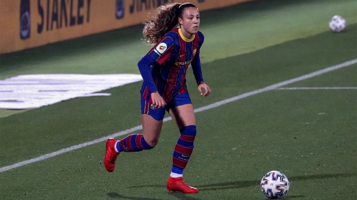Emma Ramírez en su debut en la Primera Iberdrola con el FC Barcelona