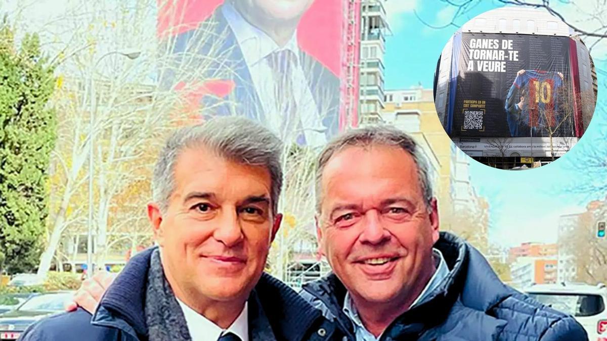 Lluís Carrasco, sobre la lona de Marc Ciria con la 'imagen' de Messi