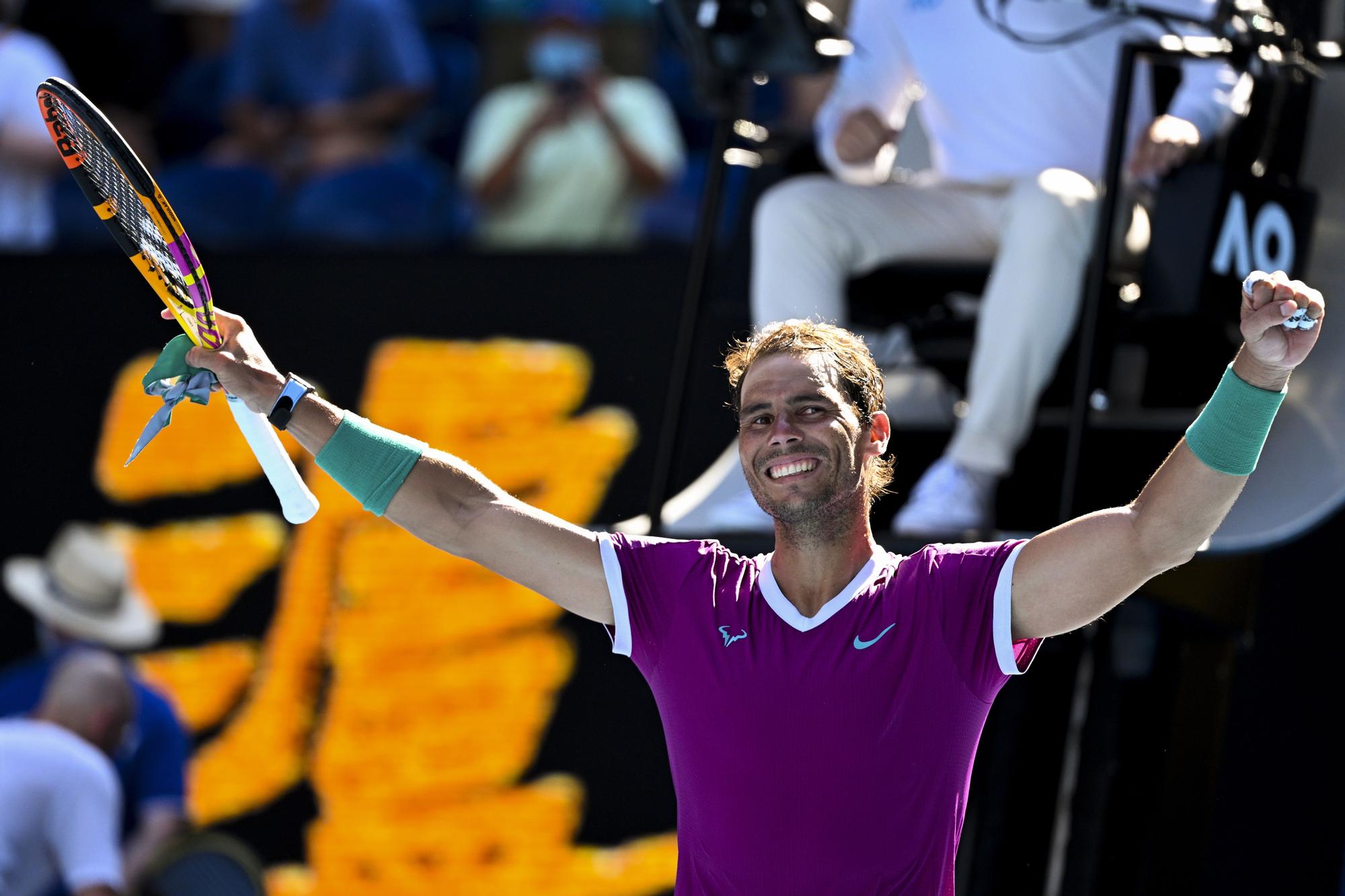 Nadal celebra su victoria ante Mannarino