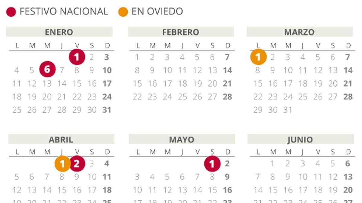 Calendario laboral Oviedo 2021