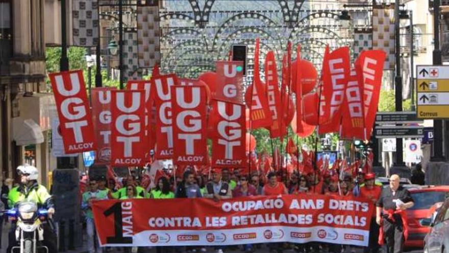 Imagen de una manifestación en Alcoy en defensa del empleo y los derechos laborales.