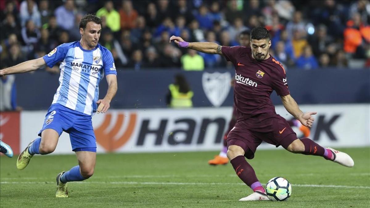 Suárez vio la quinta tarjeta amarilla ante el Málaga