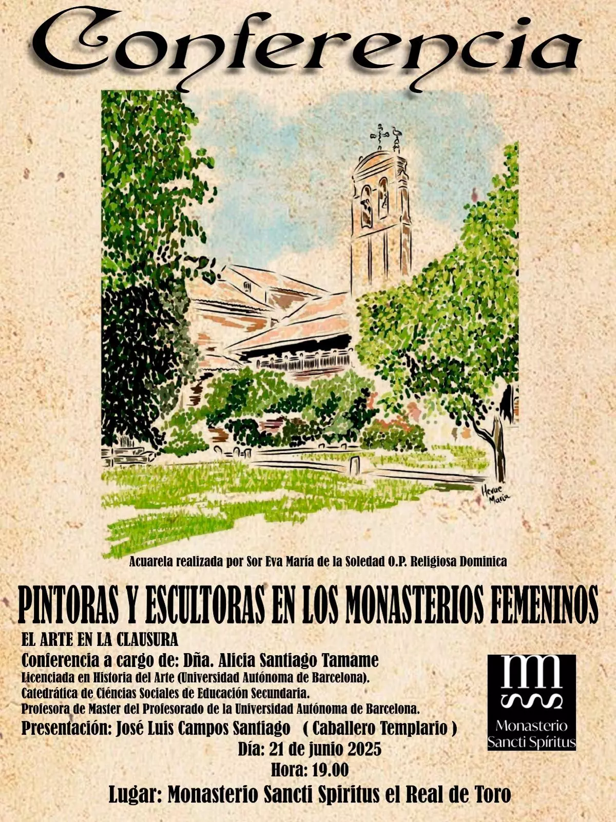 El Sancti Spiritus de Toro acoge una conferencia sobre pintoras y escultoras en los monasterios