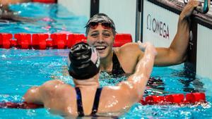 Nuria Marqués, medalla de plata en el 100 m espalda S9. Paris La Defense Arena. Juegos Paralímpicos París 2024.