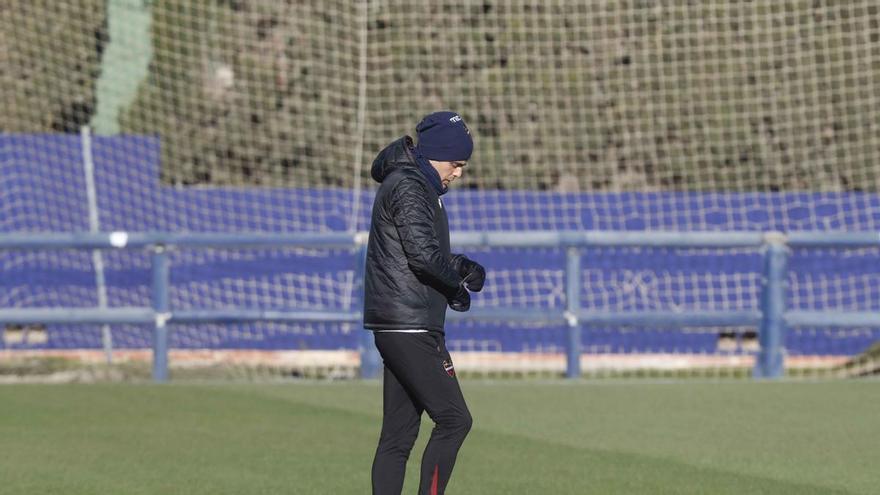 Alessio Lisci, en su segundo entrenamiento como interino del Levante UD.