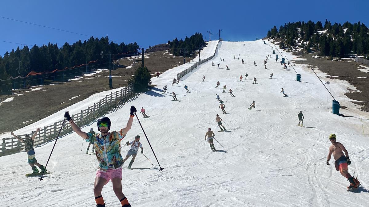 Esquiadors a Masella en banyador, aquest cap de setmana
