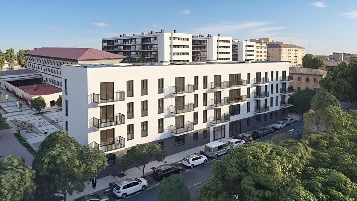 Recreación de cómo quedará el nuevo edificio de viviendas en el distrito de Torrero.