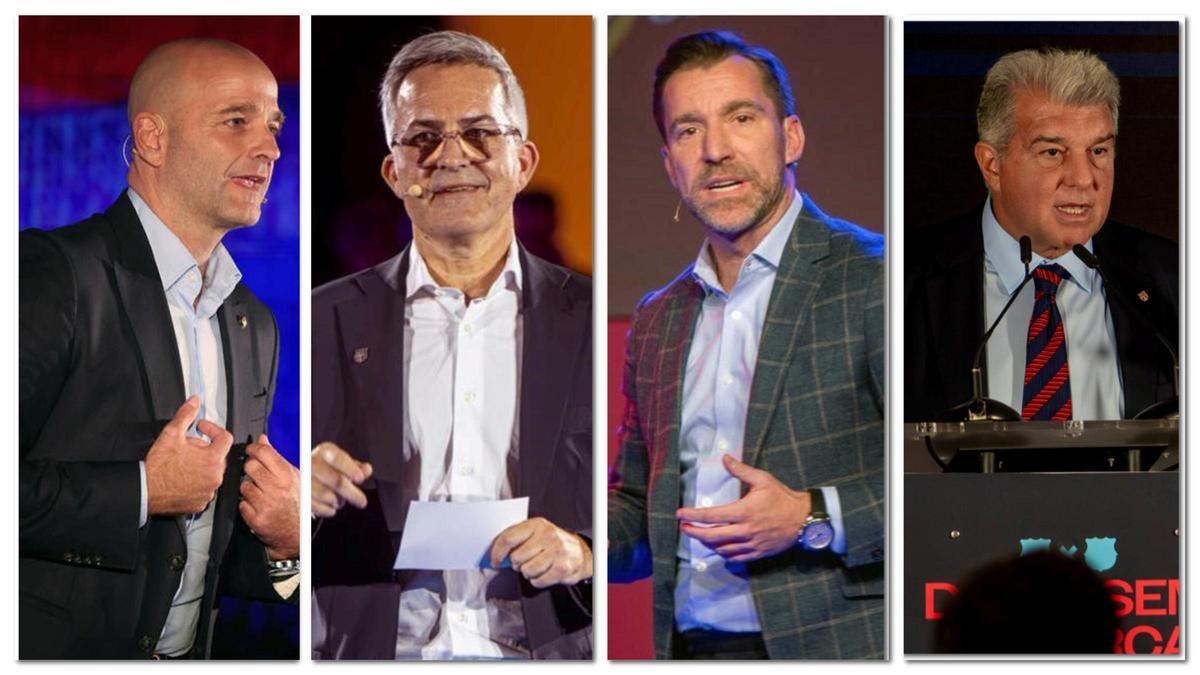 Xavier Vilajoana, Víctor Font, Marc Ciria y Joan Laporta, aspirantes a la presidencia del Barça.