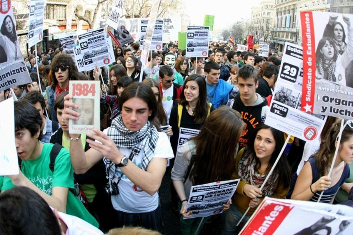 Manifestació d’estudiants a Madrid.