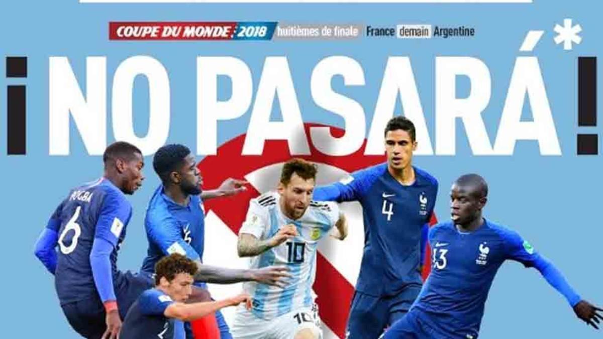 &quot;No pasará&quot; es el titular de la portada de L'Equipe