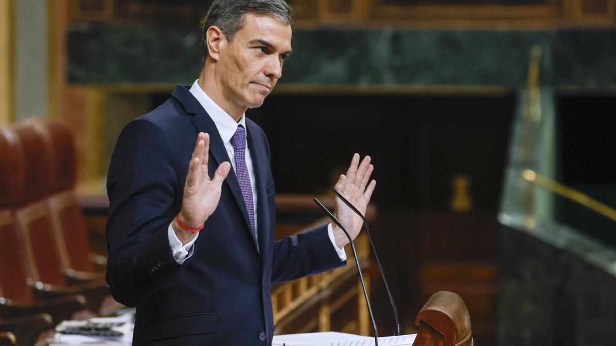El presidente del Gobierno, Pedro Sánchez, este miércoles en el Congreso de los Diputados.