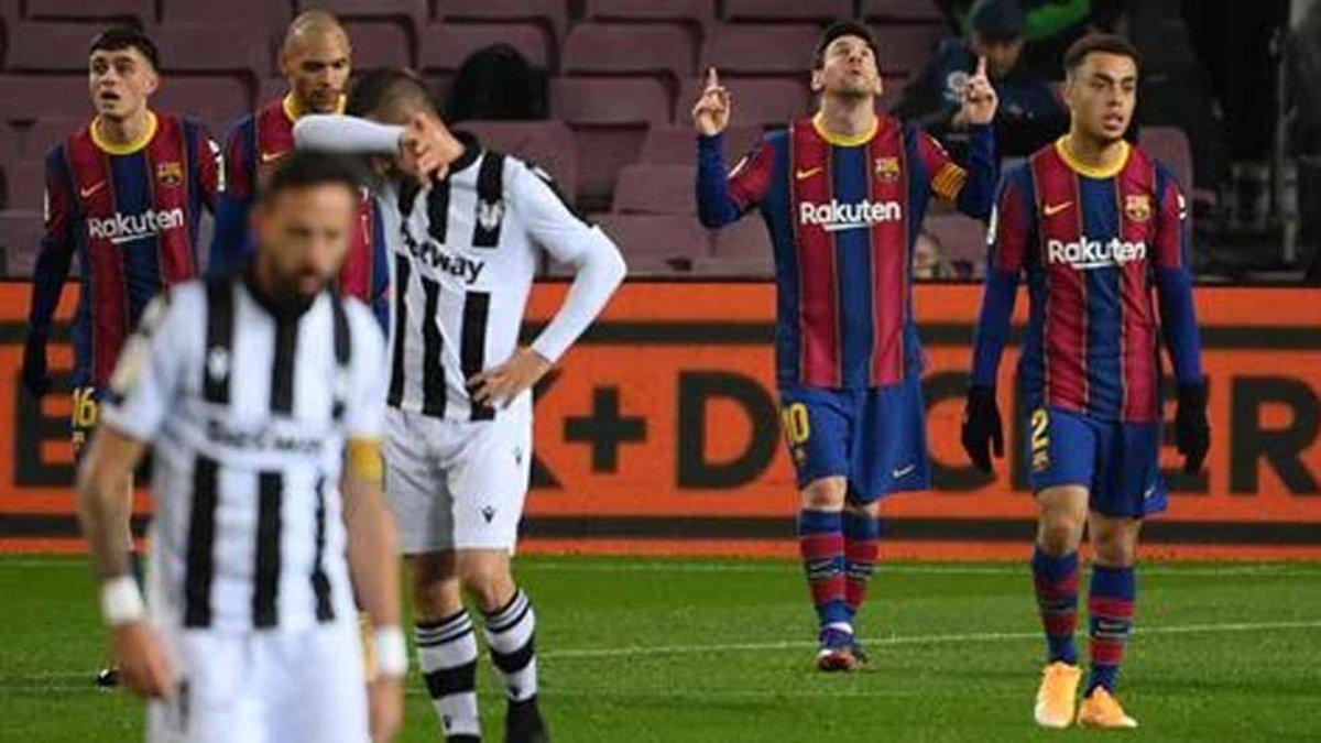 Messi celebtra el gol marcado ante el Levante