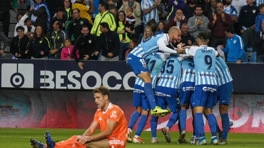 Así celebró el conjunto de Martiricos uno de los goles del pasado sábado en casa frente al Real Oviedo.