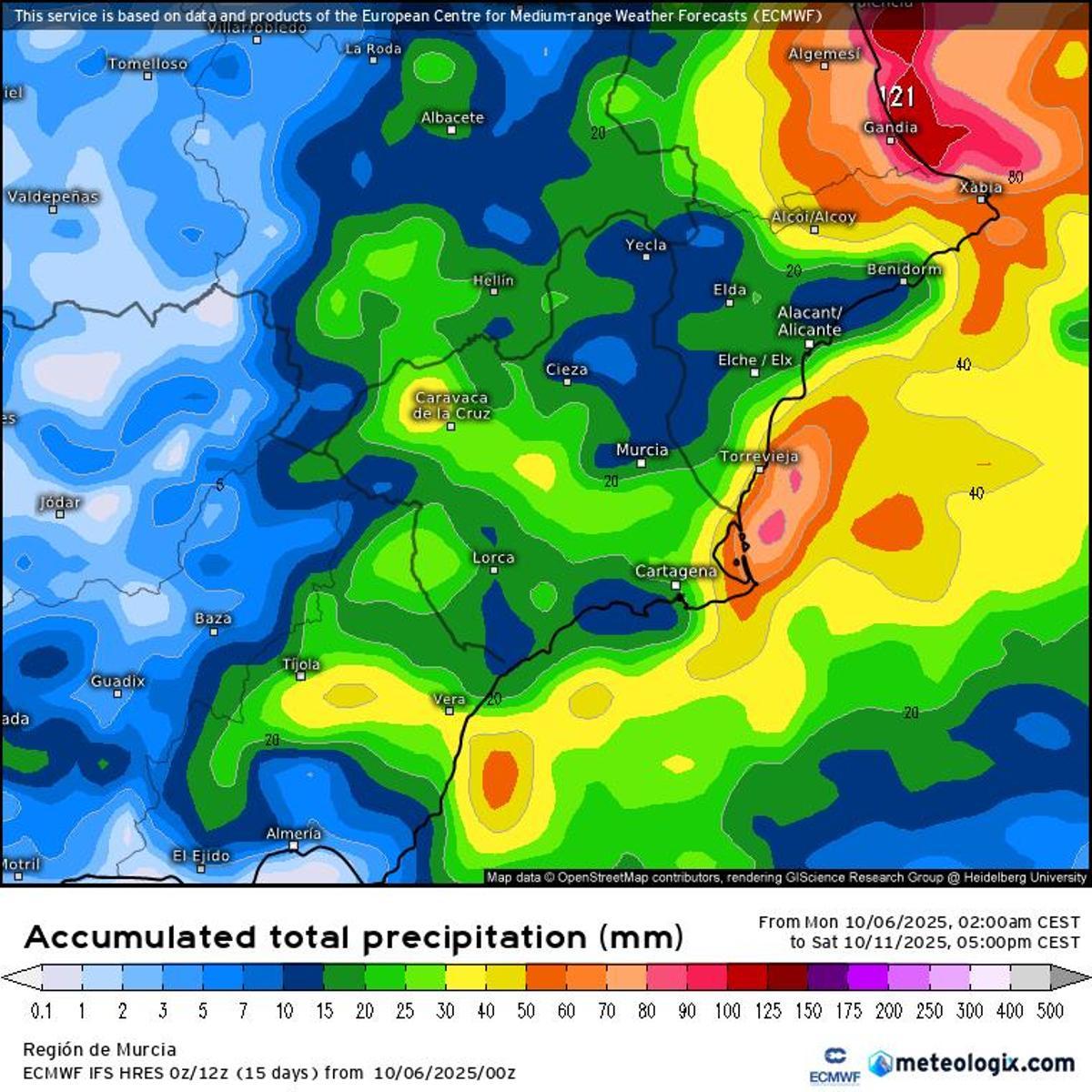 Previsión lluvias Murcia