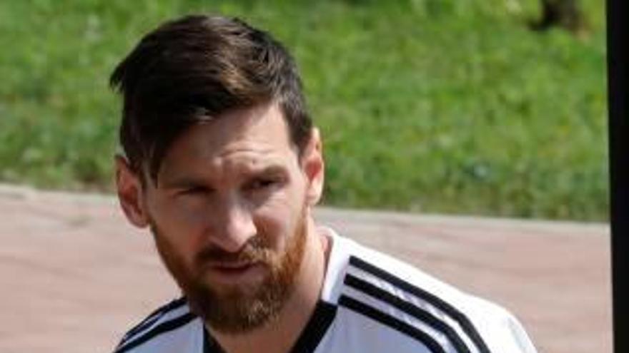 Messi, abans d&#039;entrenar ahir