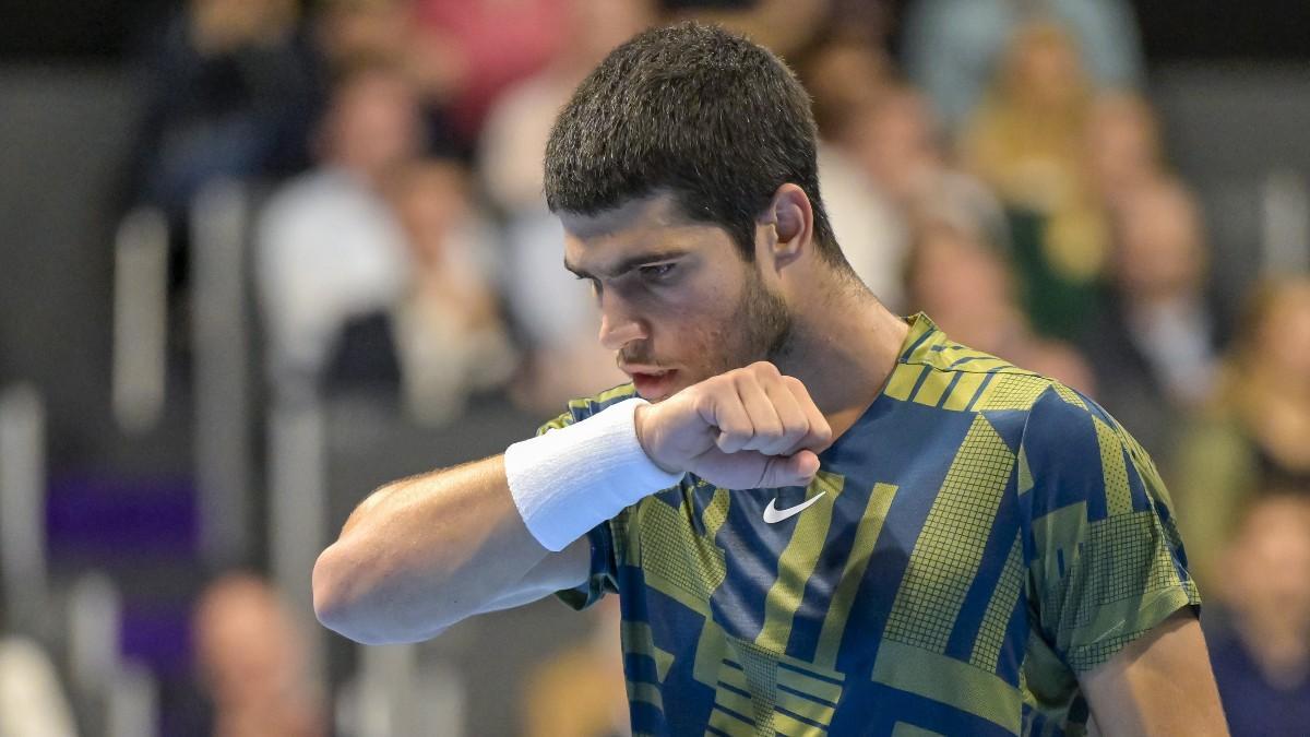 Alcaraz, durante el partido en Basilea