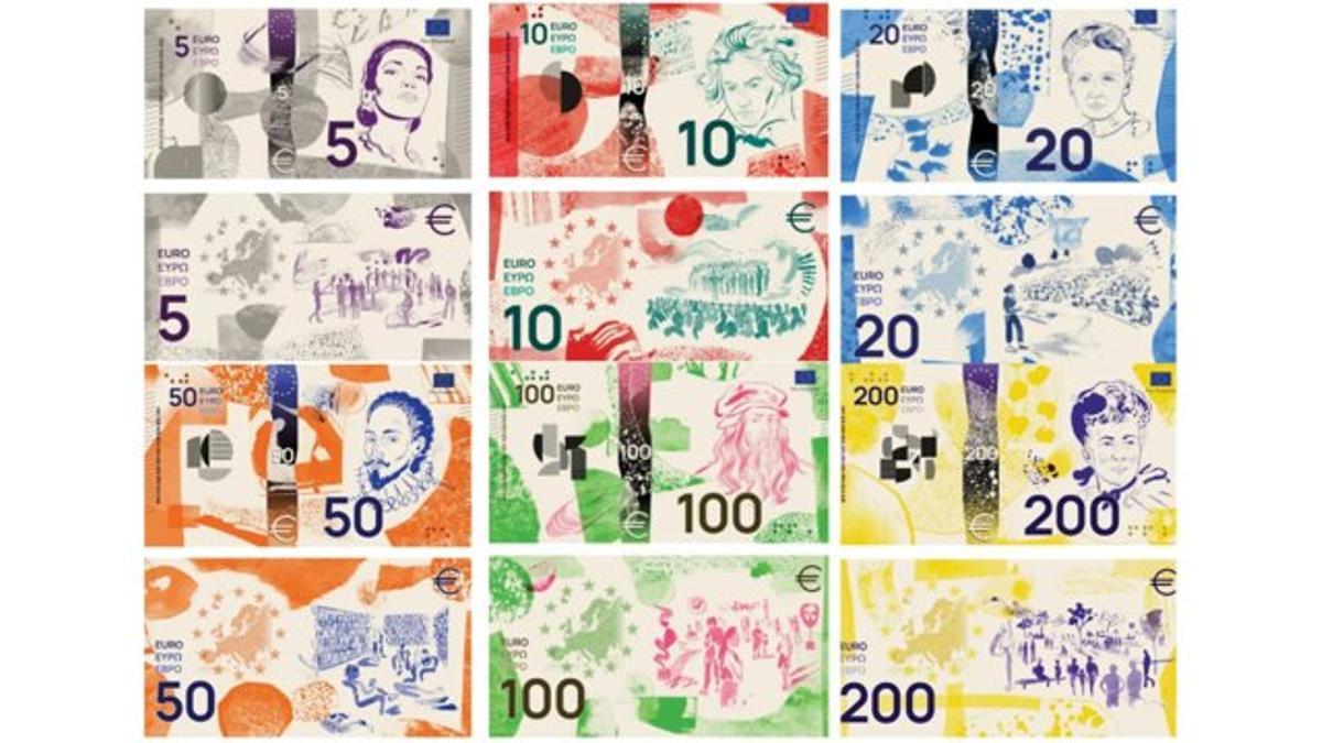 Las otras cinco propuestas incluyen personajes célebres europeos y actividades de ocio populares en el reverso
