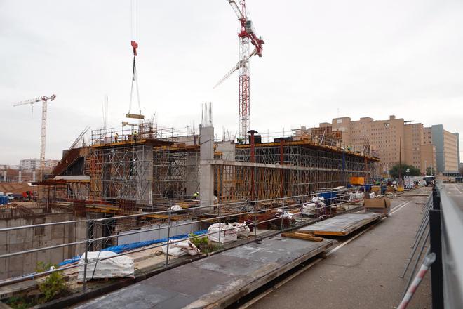 Las obras de construcción del nuevo estadio de La Romareda avanzan a buen ritmo