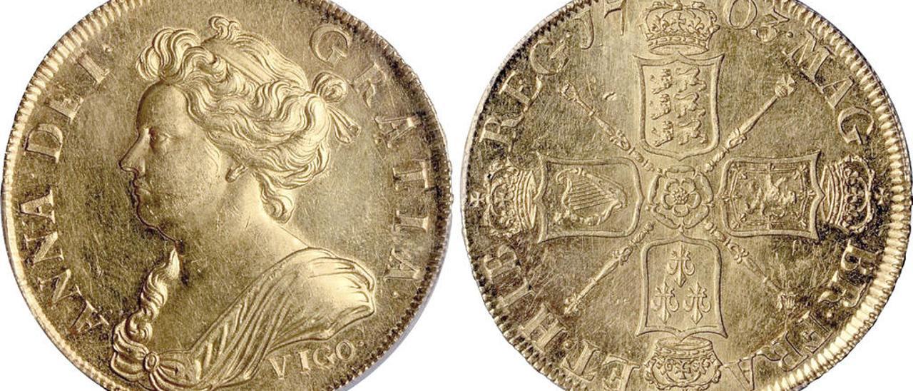 Dos monedas británicas de Vigo de 1703 salen a subasta por casi un millón de euros