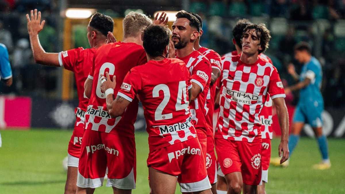 Jugadors del Girona FC celebrant un gol, en una imatge d'arxiu.