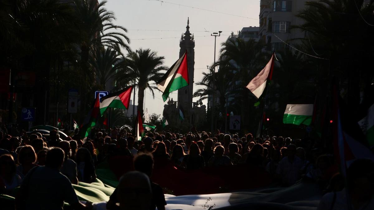 Más de 80 colectivos marchan en Alicante por Palestina