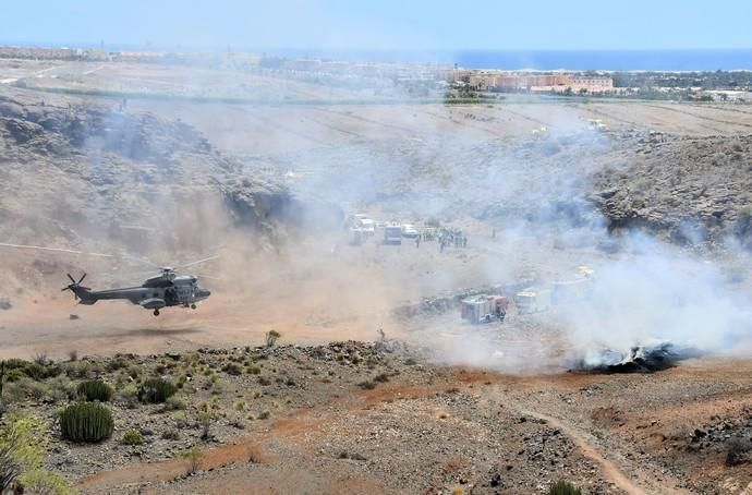 10/04/2019 SAN BARTOLOME DETIRAJANA. Simulacro accidente aéreo del Ejercito del Aire.  Fotógrafa: YAIZA SOCORRO.  | 10/04/2019 | Fotógrafo: Yaiza Socorro