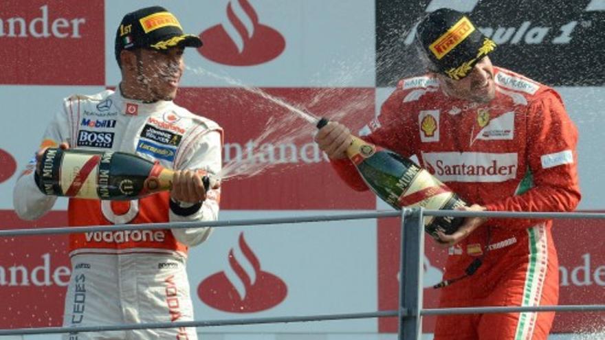 La celebración de Alonso en Monza