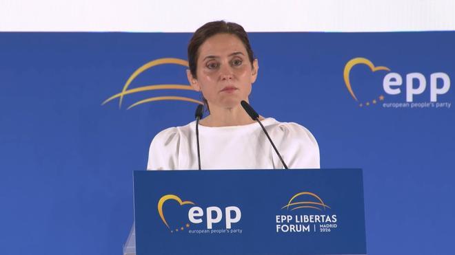 Ayuso, ante el Partido Popular Europeo: "Nos gobierna en España un movimiento de destrucción del Estado de derecho"