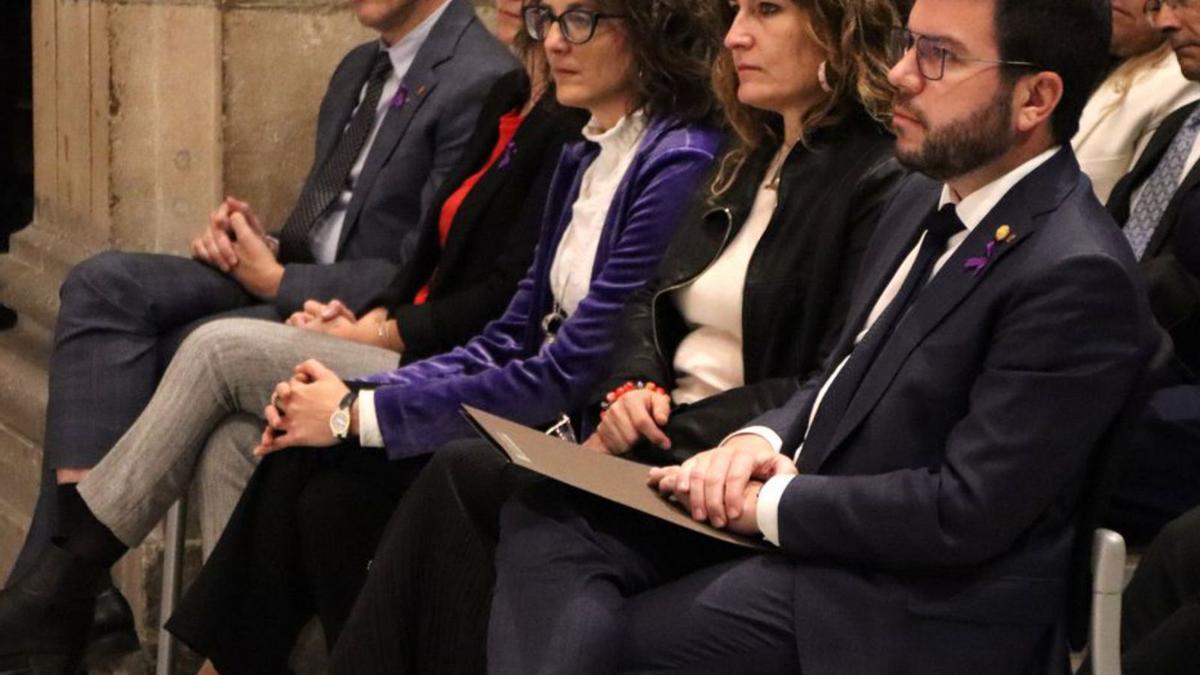 Aragonès, Vilagrà, Verge i altres consellers en l’acte. | ACN