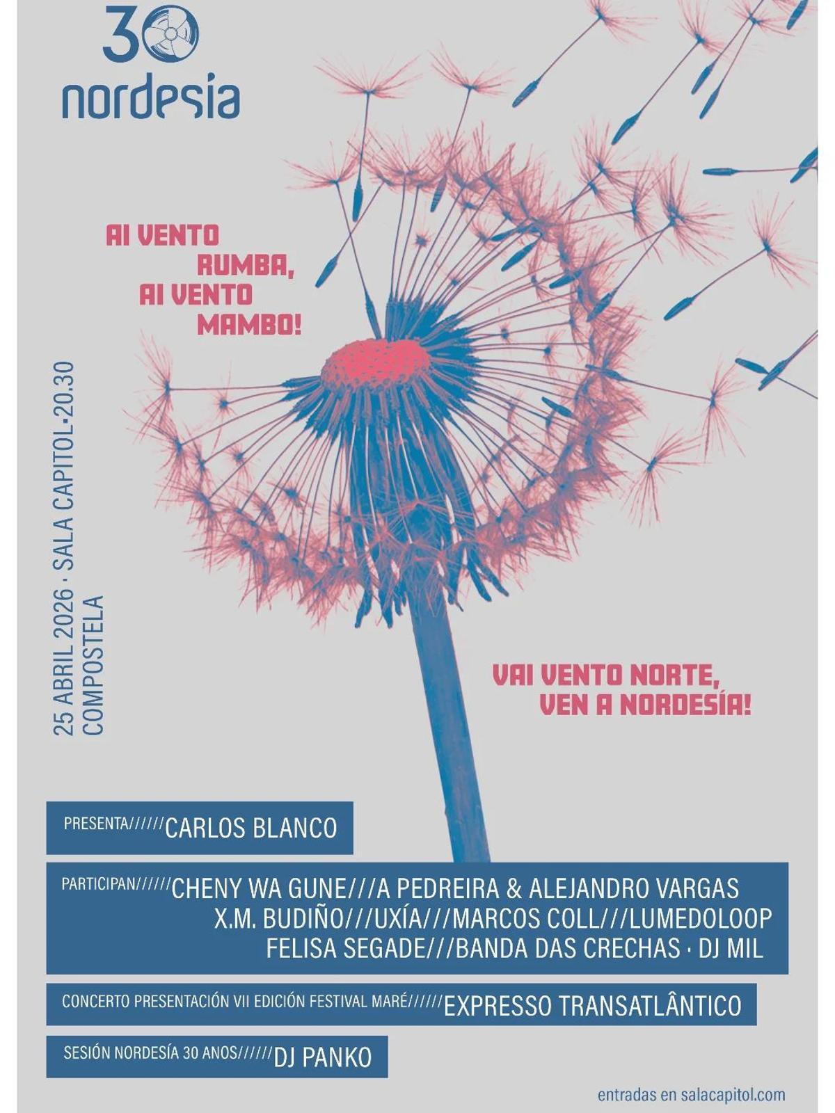 Cartel del 30 aniversario de Nordesía Producións