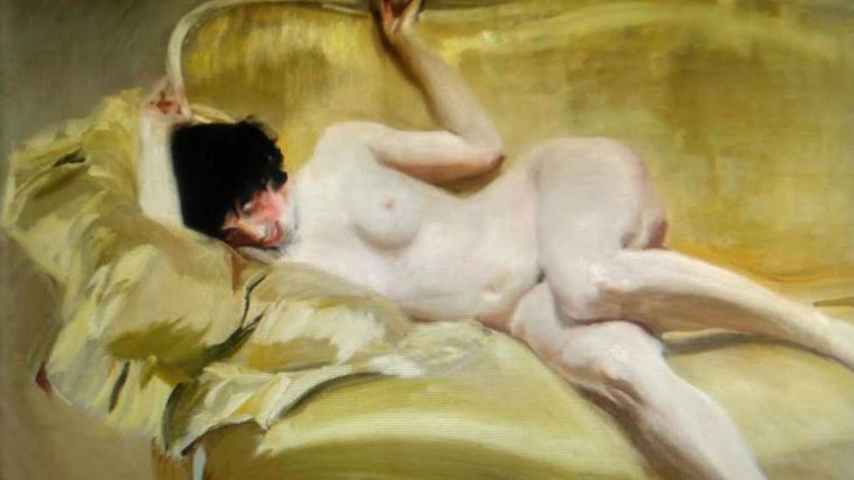 Desnudo en el diván amarillo, de Joaquín Sorolla.