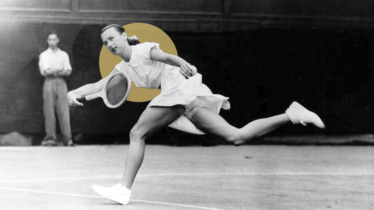 Gussie Moran, en un partido del torneo en 1949.
