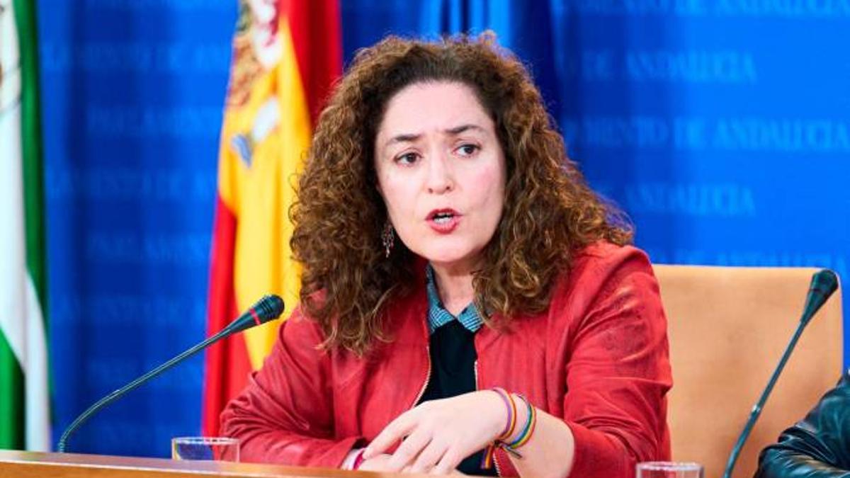 La portavoz de Por Andalucía, Inma Nieto, atiende a los medios de comunicación.