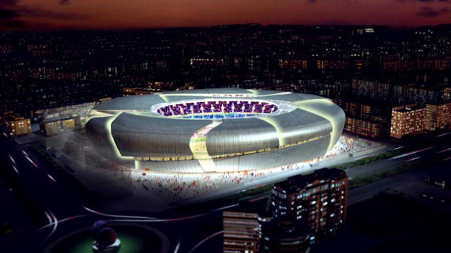 Iluminación nocturna del nuevo Mestalla.