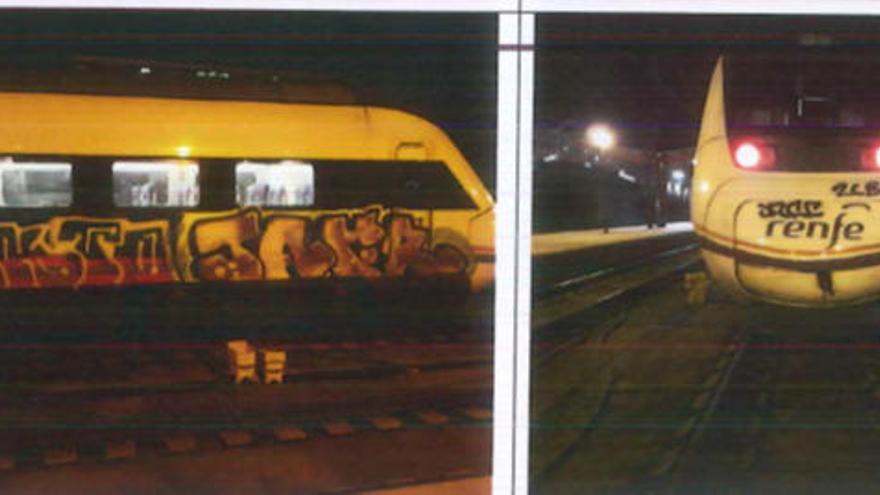 Identificados tres jóvenes que hacían grafitis en trenes en Redondela
