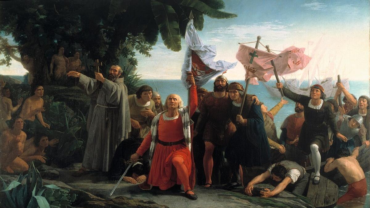 'Primer desembarco de Cristóbal Colón en América', de Dióscoro Teófilo Puebla y Tolín.