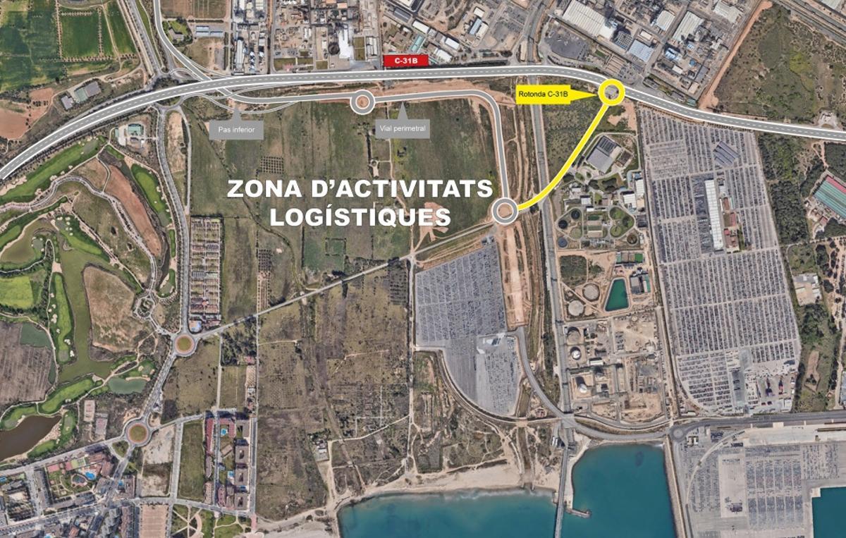 Mapa de la zona donde se construirá la rotonda que conectará la ZAL y la carretera C-31B en Tarragona