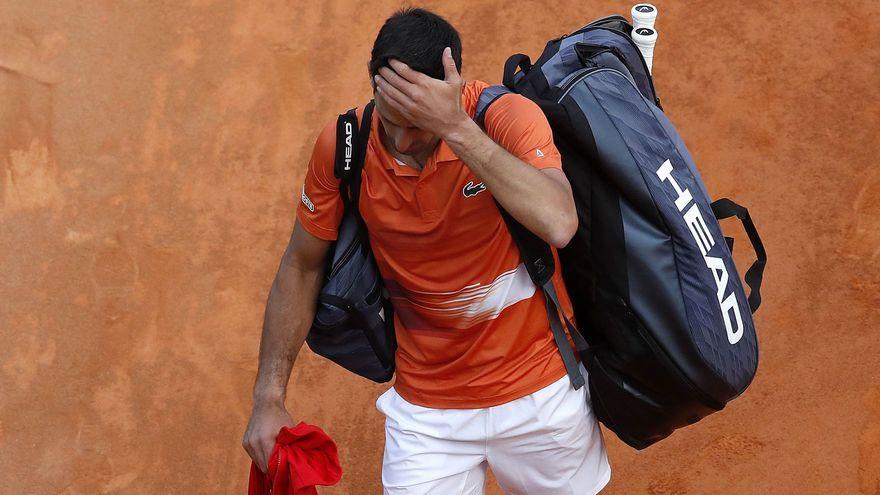 Djokovic, tras caer eliminado ante Davidovich en el Masters 1000 de Montecarlo.