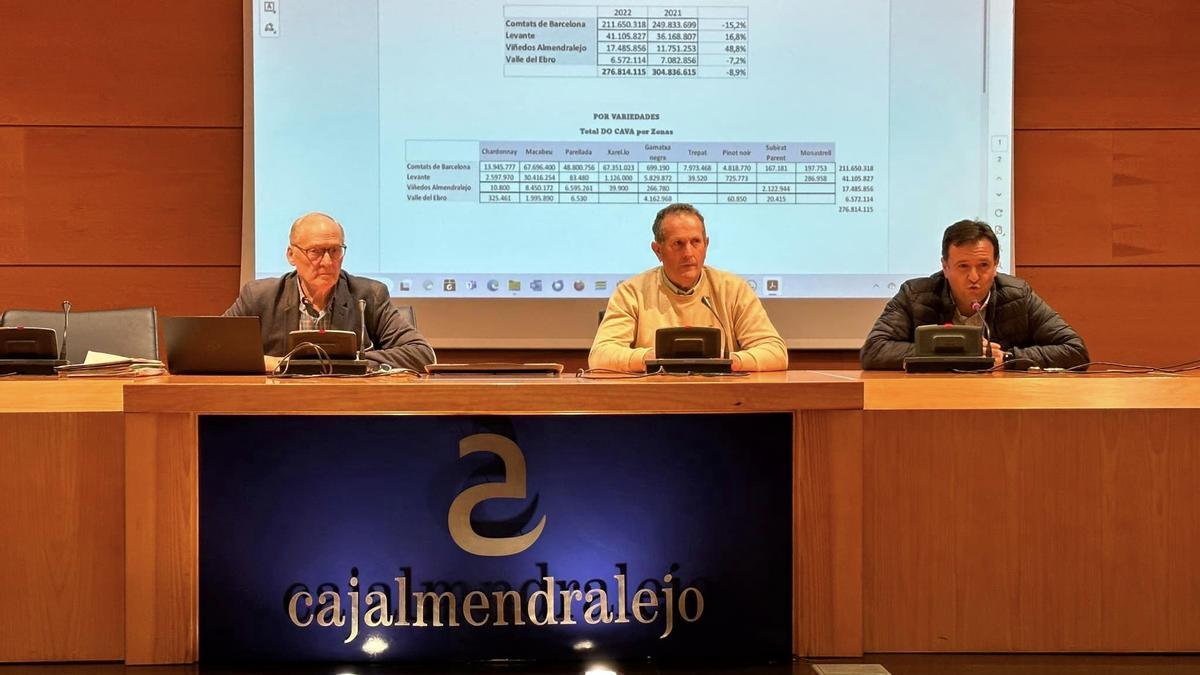 Fernando Medina, Juan Metidieri y Juan Antonio Álvarez durante la charla en Cajalmendralejo.