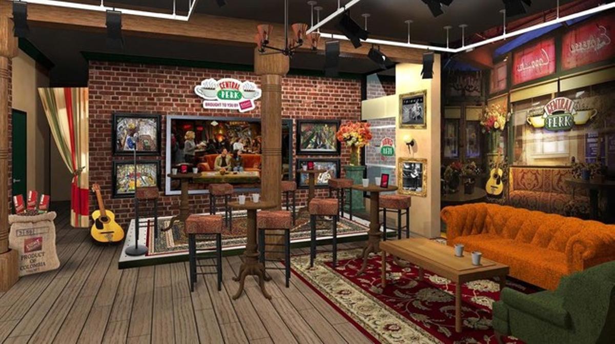 Reconstrucció a Nova York de ’Central Perk’, el mític bar de la sèrie ’Friends’.