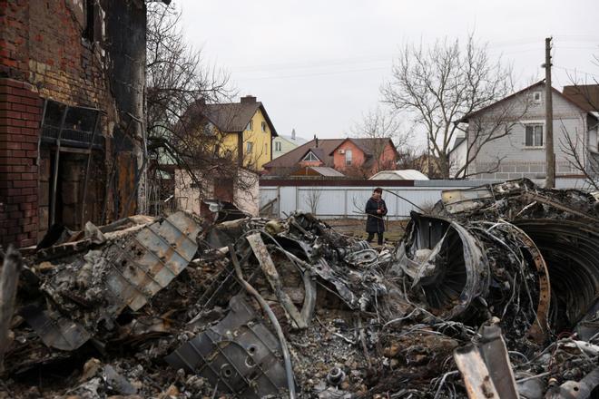 Residential areas damaged after Russia launched a massive military operation against Ukraine, in Kyiv