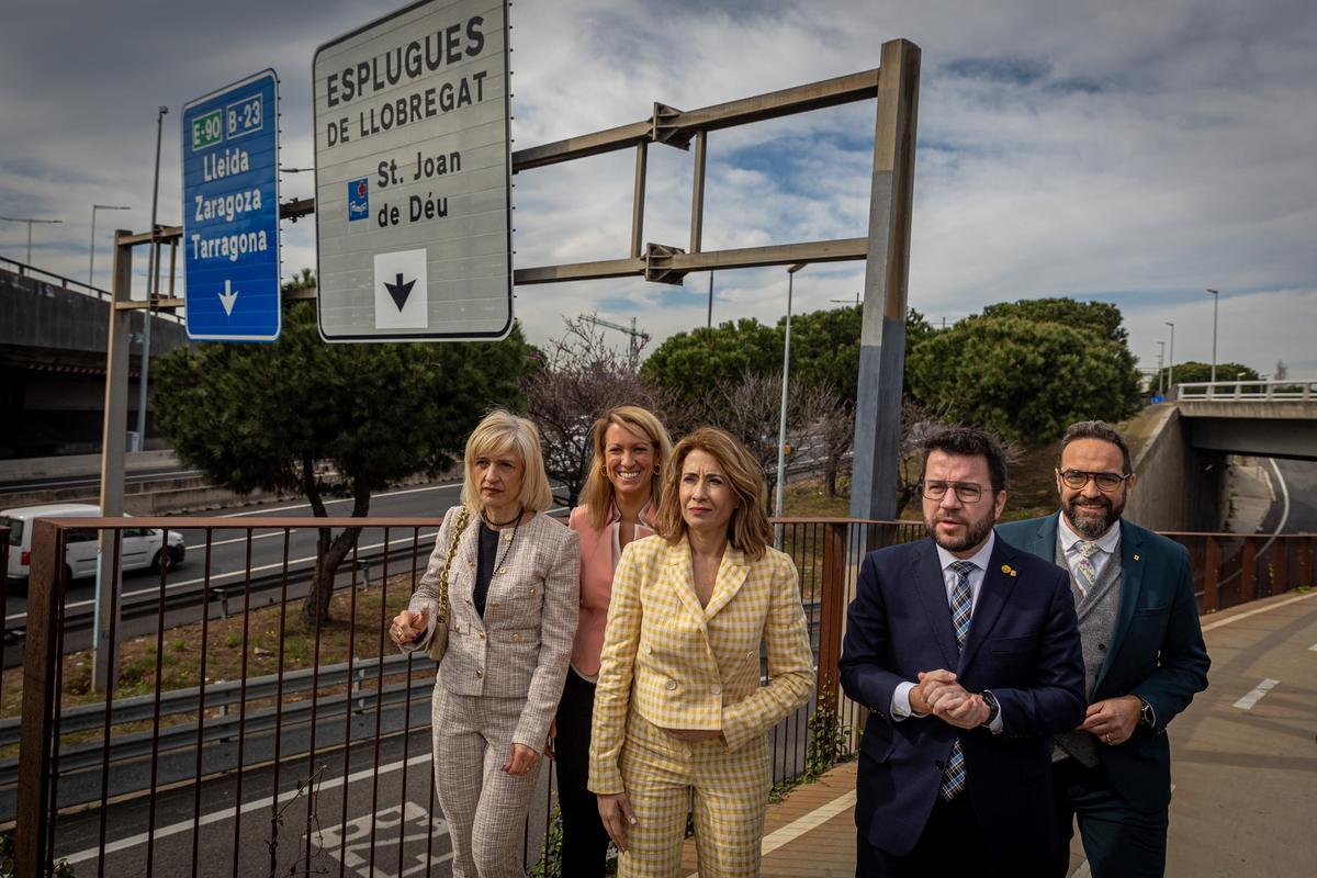 Aragonès i la ministra de Transport inauguren les obres del carril bus d’entrada a Barcelona per la B-23