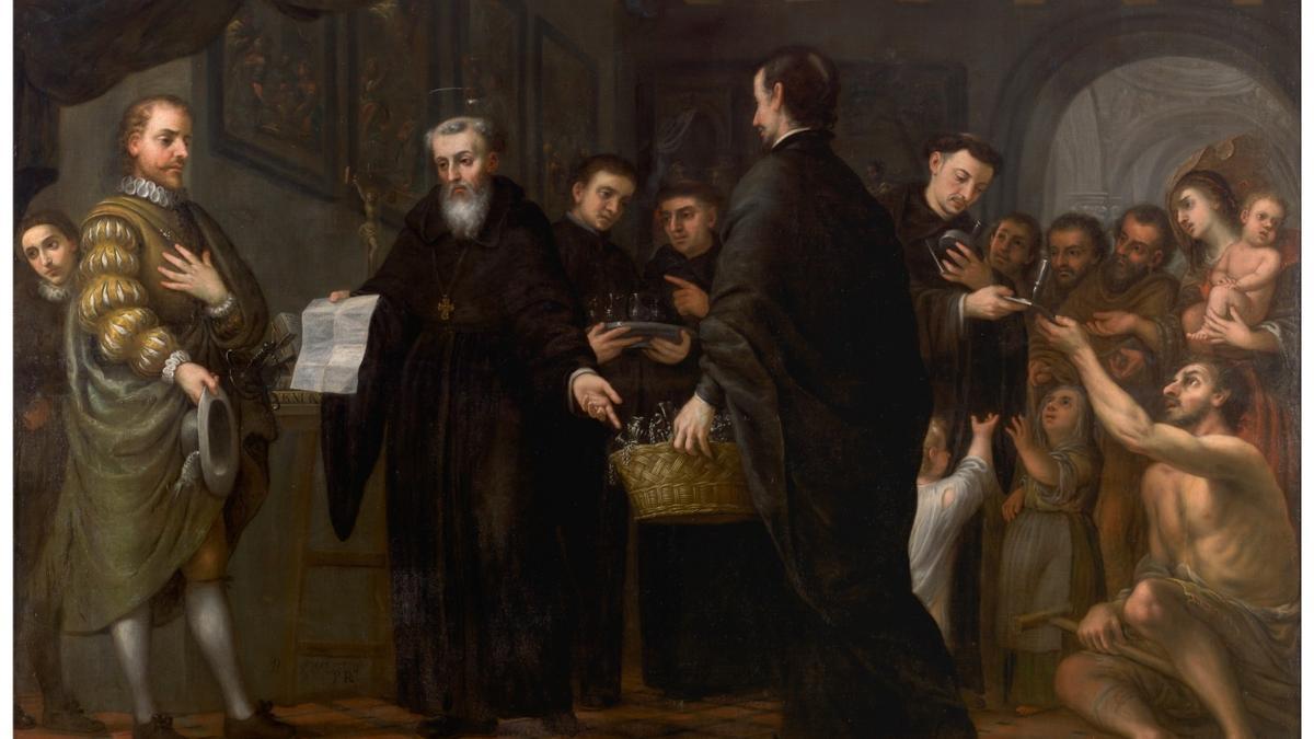 &quot;San Agustín repartiendo bienes de los ricos entre los pobres&quot;, obra de García Hidalgo