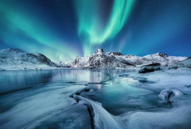 En febrero se ven numerosas auroras boreales en Noruega.