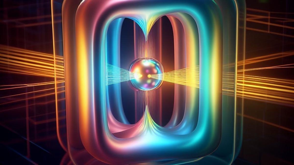 Concepción artística del motor cuántico a partir de un solo átomo.