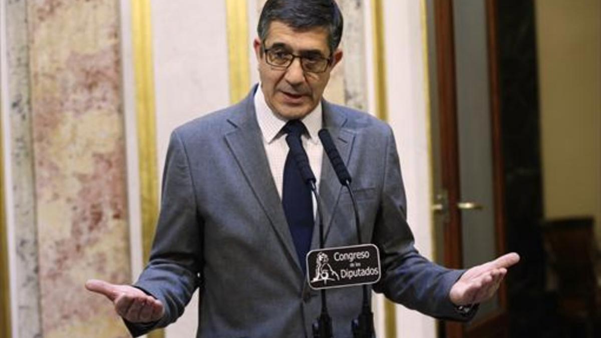 El presidente del Congreso de los Diputados, Patxi López, ayer, en rueda de prensa.